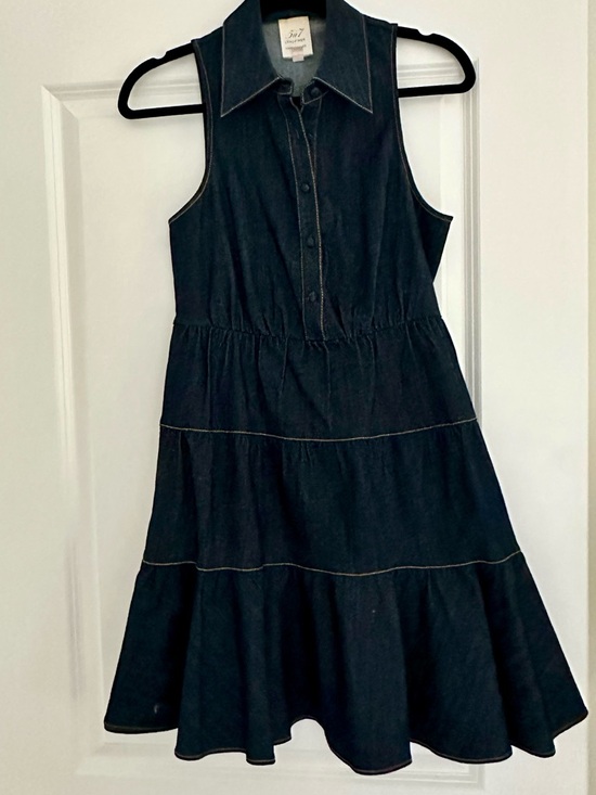 cinq a sept Dresses & Skirts - cinq a sept Sleeveless Dark Denim Tiered Mini Dress